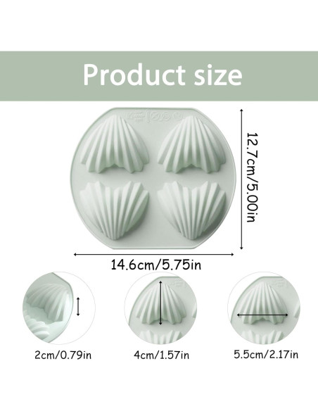 Set de 2 Moldes de Madeleine Corazón Fchil 8 Cavidades Silicona