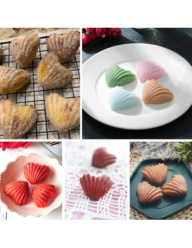 Set de 2 Moldes de Madeleine Corazón Fchil 8 Cavidades Silicona