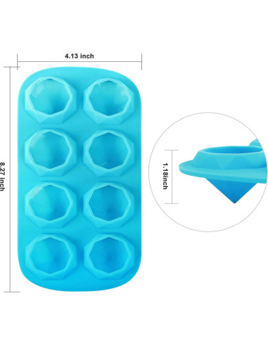 Moldes de Hielo Webake 2 Pack Silicona Diamante 16 Cavidades
