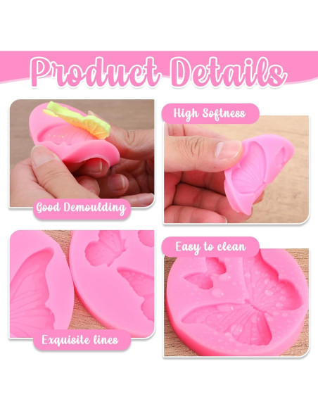 Juego de 6 Moldes de Silicona Mariposa Telooco para Chocolates