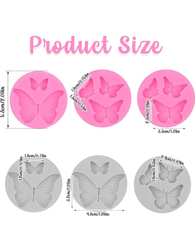 Juego de 6 Moldes de Silicona Mariposa Telooco para Chocolates