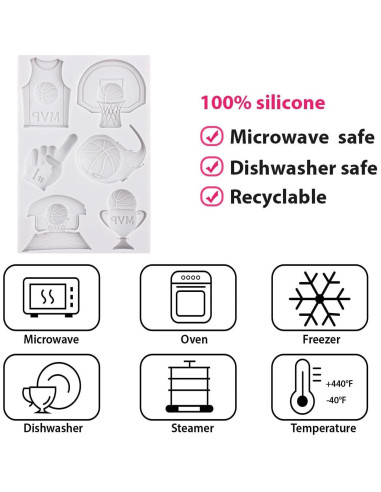 Molde de Silicona para Fondant Baloncesto QDMOLDS 8x8 cm