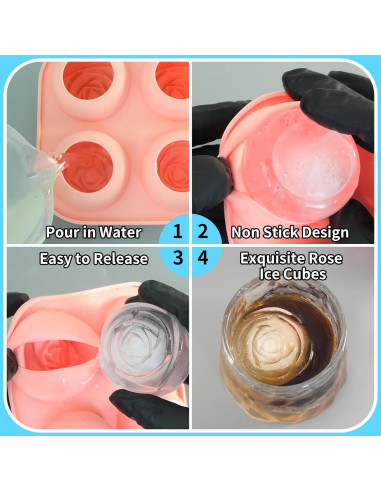 Molde de Hielo Rosa de Silicona SIQINZONGWA 4 Cavidades