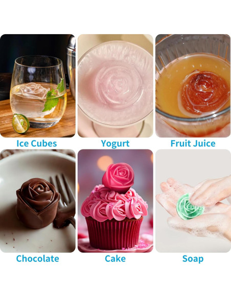 Molde de Hielo Rosa de Silicona SIQINZONGWA 4 Cavidades