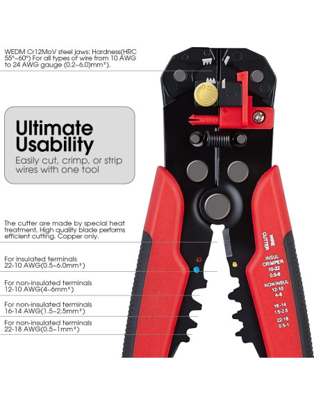 Pelacables 3 en 1 LSLANSOON Autoajustable 10-24 AWG 325g