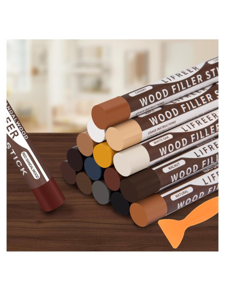 Palos de Relleno de Madera Lifreer - 16 Colores para Reparación