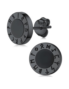 Pendientes de Ónix Negro con Runas Vikingas en Plata 925