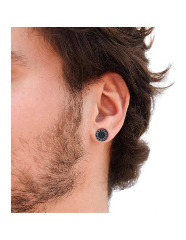 Pendientes de Ónix Negro con Runas Vikingas en Plata 925