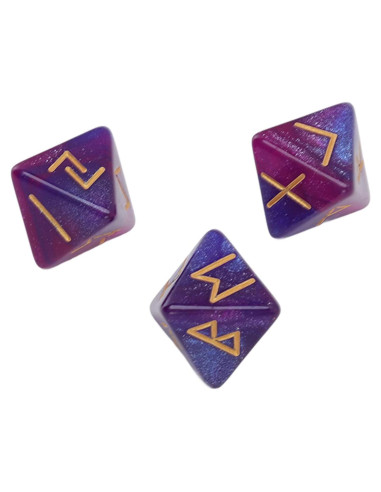 Dado Rúnico 8 Caras SPYMINNPOO - Set de 3 Dados Azul