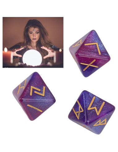 Dado Rúnico 8 Caras SPYMINNPOO - Set de 3 Dados Azul