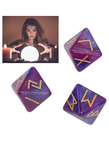 Dado Rúnico 8 Caras SPYMINNPOO - Set de 3 Dados Azul