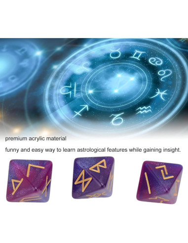 Dado Rúnico 8 Caras SPYMINNPOO - Set de 3 Dados Azul