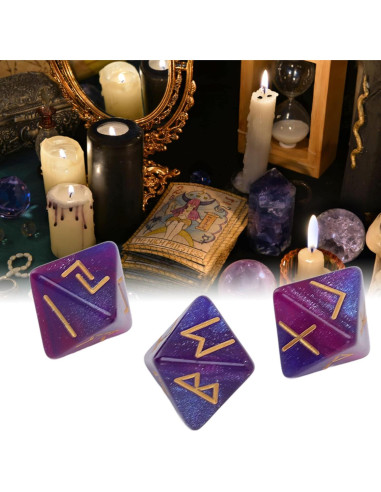 Dado Rúnico 8 Caras SPYMINNPOO - Set de 3 Dados Azul