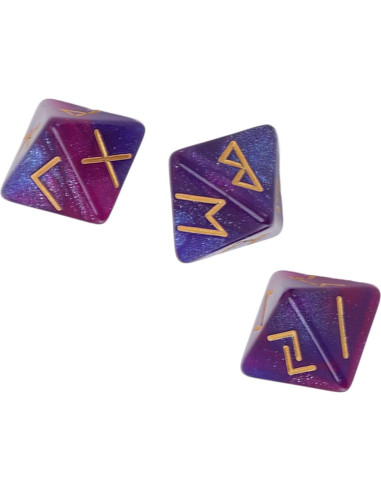 Dado Rúnico 8 Caras SPYMINNPOO - Set de 3 Dados Azul