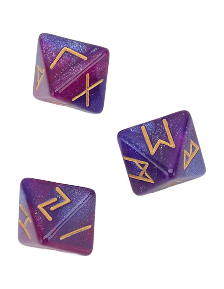 Dado Rúnico 8 Caras SPYMINNPOO - Set de 3 Dados Azul