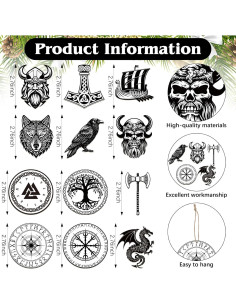 Adornos Colgantes de Navidad Vikingos Woanger 60 Pcs Madera 2