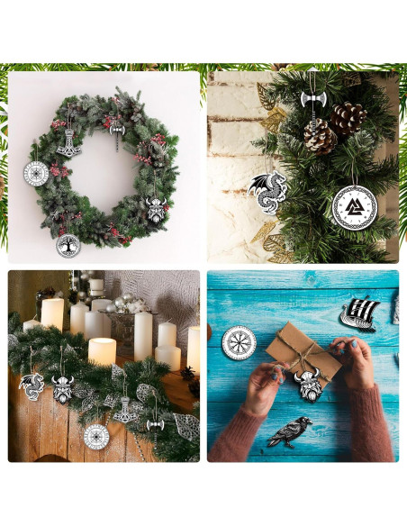 Adornos Colgantes de Navidad Vikingos Woanger 60 Pcs Madera