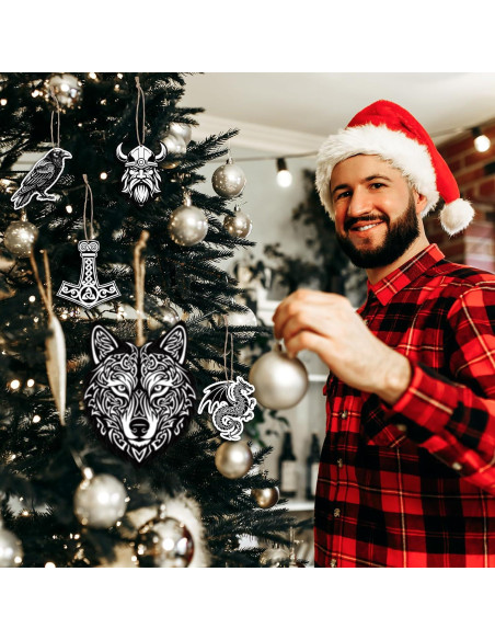 Adornos Colgantes de Navidad Vikingos Woanger 60 Pcs Madera