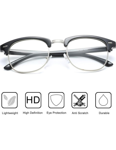 Gafas AISSWZBER Semi-Montura Vintage Lente Claro 50mm