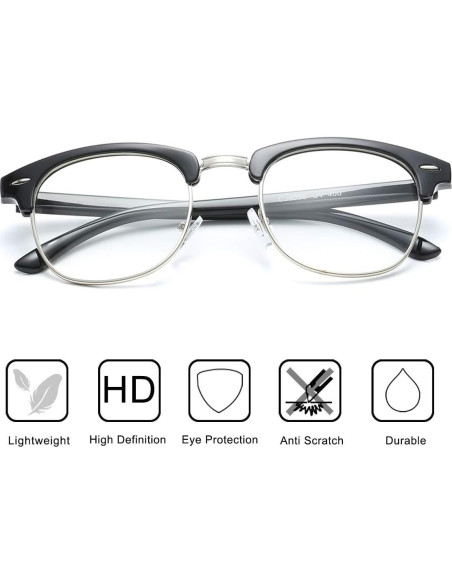 Gafas AISSWZBER Semi-Montura Vintage Lente Claro 50mm