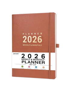 Planificador 2026 Lemome Semanal y Mensual A4 Marrón