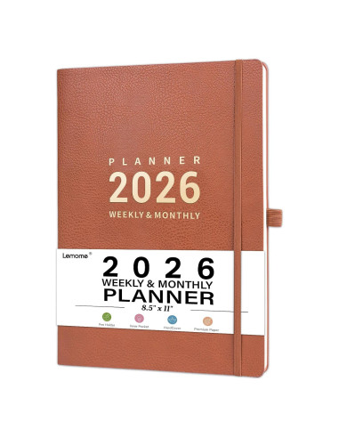 Planificador 2026 Lemome Semanal y Mensual A4 Marrón