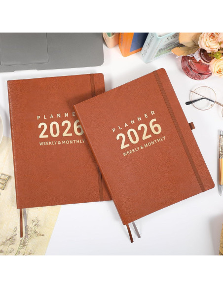 Planificador 2026 Lemome Semanal y Mensual A4 Marrón