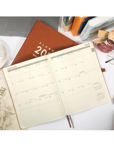 Planificador 2026 Lemome Semanal y Mensual A4 Marrón