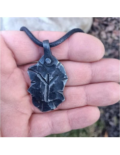 Collar Amuleto Vikingo Algiz Elhaz Yr Hierro Forjado 2