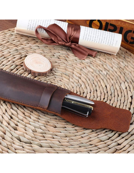 Funda de Cuero Crazy Horse Daimay para Plumas - Negro 16.5cm