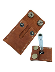 Funda de Afeitar de Cuero Meeboy Marrón para Doble Filo