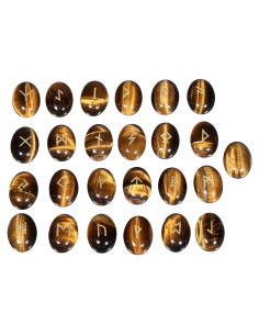 Conjunto de 25 Piedras Rúnicas Pulidas Rockcloud Ojo de Tigre