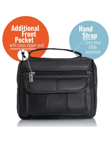 Cubierta de Biblia de Cuero Genuino B&F Embassy Negra