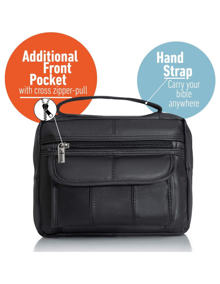 Cubierta de Biblia de Cuero Genuino B&F Embassy Negra