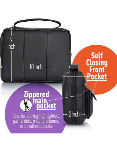 Cubierta de Biblia de Cuero Genuino B&F Embassy Negra