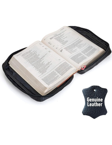 Cubierta de Biblia de Cuero Genuino B&F Embassy Negra