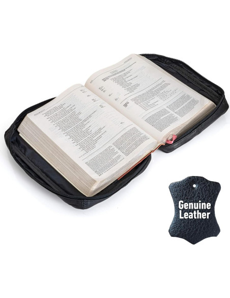 Cubierta de Biblia de Cuero Genuino B&F Embassy Negra