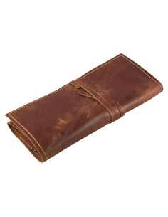 Estuche de Lápices de Cuero Genuino Rustic Ridge - Marrón