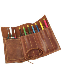Estuche de Lápices de Cuero Genuino Rustic Ridge - Marrón 2