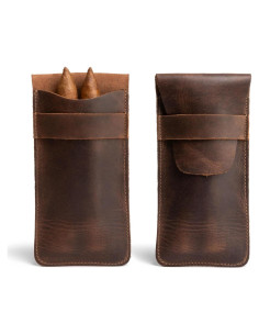 Estuche para 3 Cigarros Hide & Drink - Cuero Grano Completo Marrón