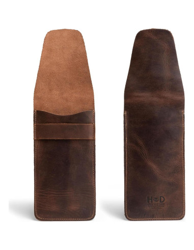 Estuche para 3 Cigarros Hide & Drink - Cuero Grano Completo Marrón