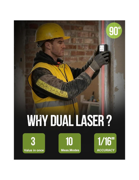 Medidor Láser Dual COROLLATA TZCB120 120m Aluminio Negro