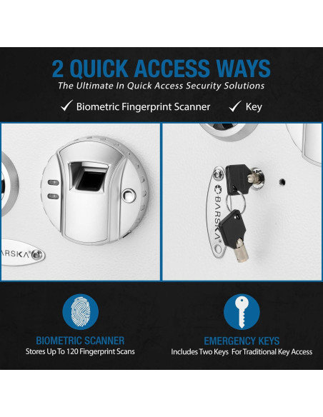 Caja Fuerte Biométrica de Pared Barska AX13030 - 120 Huellas