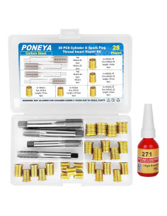 Kit de Reparación de Roscas de Bujías PONEYA 28 Piezas