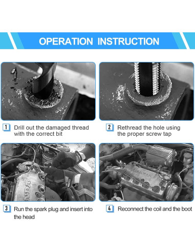 Kit de Reparación de Roscas de Bujías PONEYA 28 Piezas