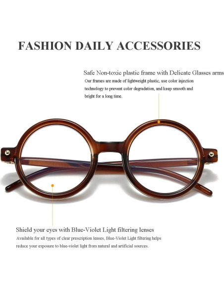 Gafas Redondas Gleyemor Vintage Unisex Anti Luz Azul