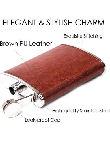 Frasco de Licor 8oz Eiarrnp con Set de Vasos y Embudo