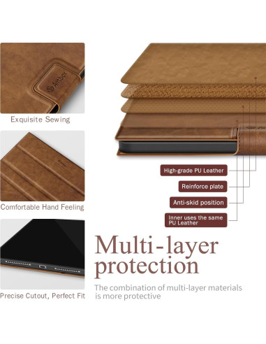 Funda Antbox para iPad 11" y 10.9" Cuero Vegano Marrón