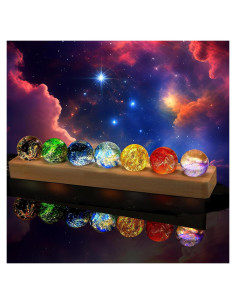 Conjunto 7 Esferas de Sanación Chakra NewRiu con Soporte LED