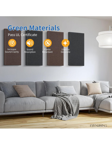 Paneles Acústicos Autoadhesivos EVENRISING 4 PCS 61x30.5cm Gris
